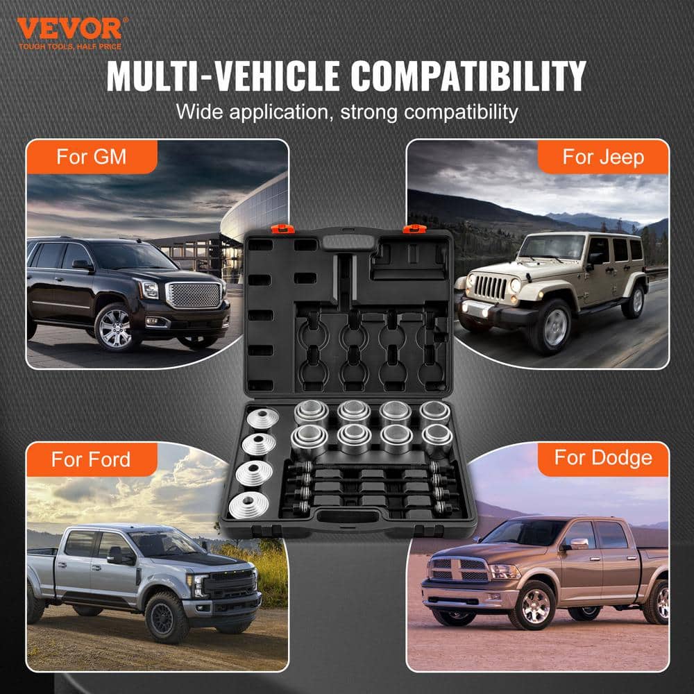 36 PCS Pull and Press Sleeve Kit, Steel Bush Bearing Removal and Installation Set, Bush Removal Insertion Sleeve Tools - Hercitys