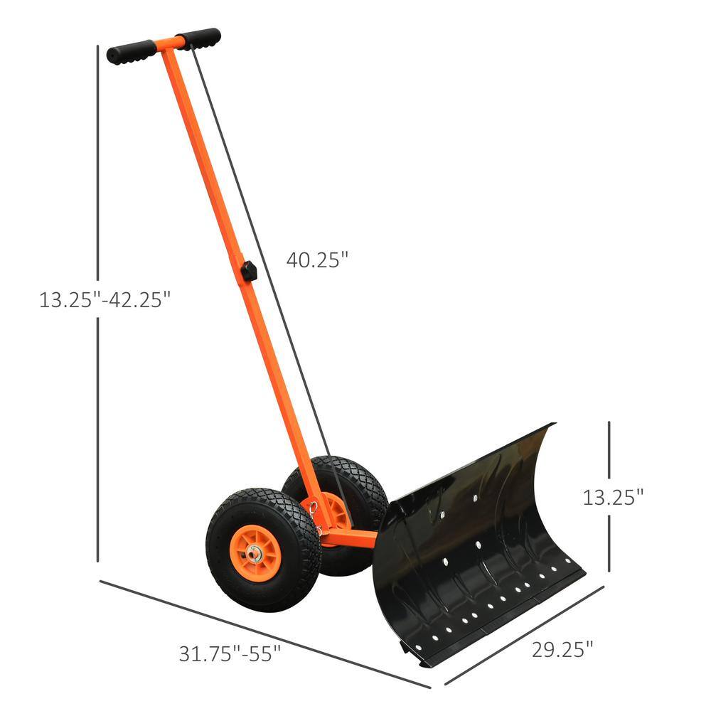 40.25 in Steel Handle Steel Snow Shovel, Snow Shovel with Wheels, Cushioned Adjustable Angle Handle Snow Removal Tool - Hercitys