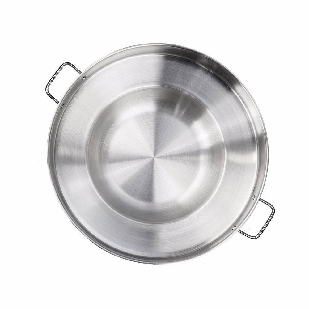 23 in. Round Stainless Steel Comal Wok Griddle Multi Cooker Concave Fry pan - Hercitys