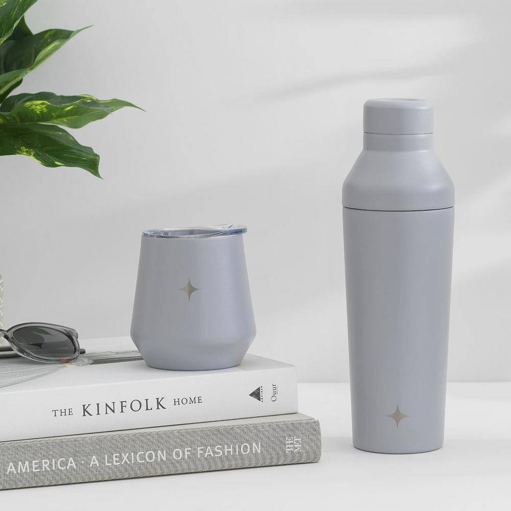 12 oz. Grey Stainless Steel Vacuum Insulated Stemless Wine Tumbler with Lid - Hercitys