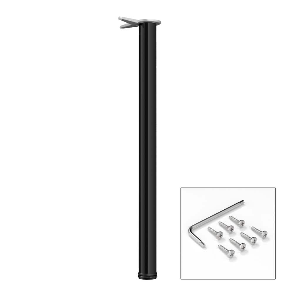 34 1/4 in. (870 mm) Black Metal Round Table Leg with Leveling Glide - Hercitys