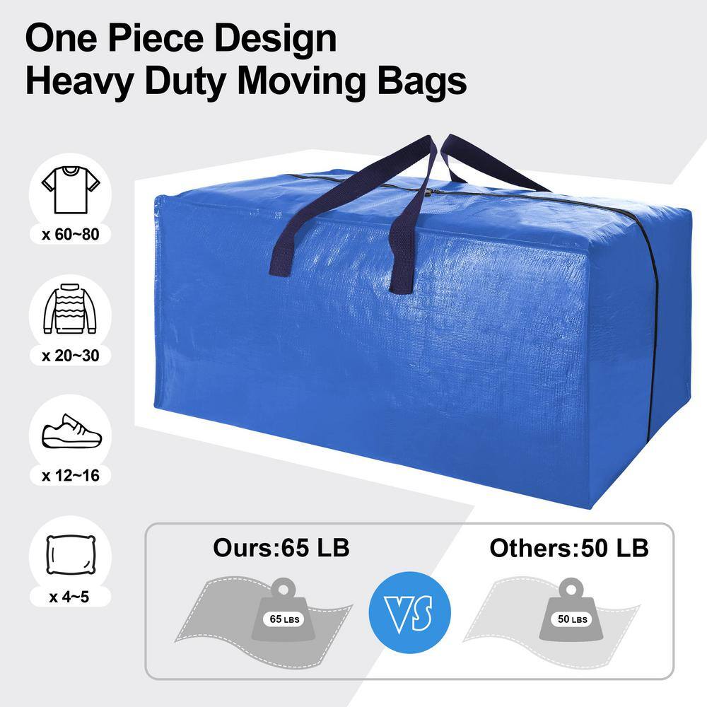 24 Gal. Large Moving Bags with Strong Handles and Zippers for Space Saving, Multiple-Color (6-Pack) - Hercitys