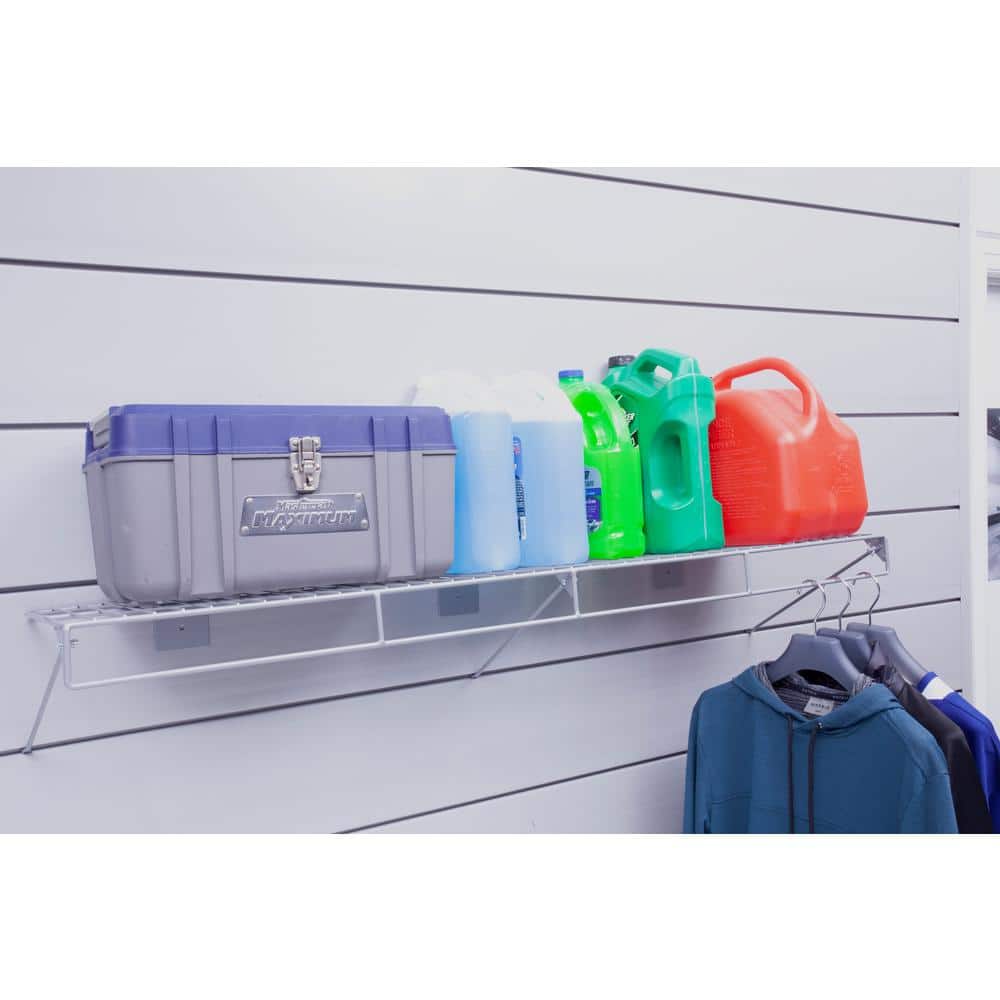 48 in. L x 12 in. W Slatwall Wire Shelf with Rail (2-Pack) - Hercitys