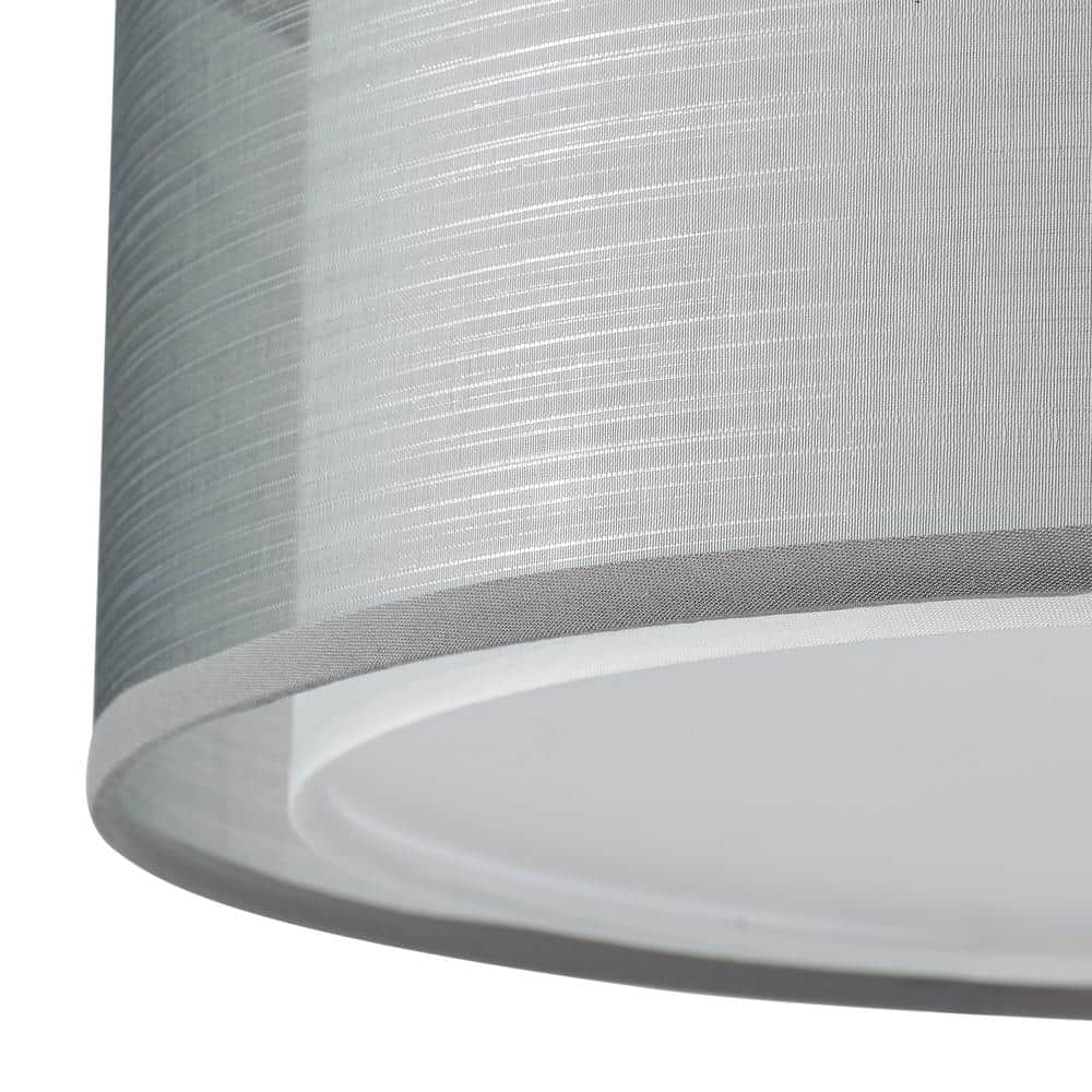 11.81 in. 3-Light Nickel Semi-Flush Mount Drum Light Modern Close to Ceiling Lamps with Double Shade - Hercitys