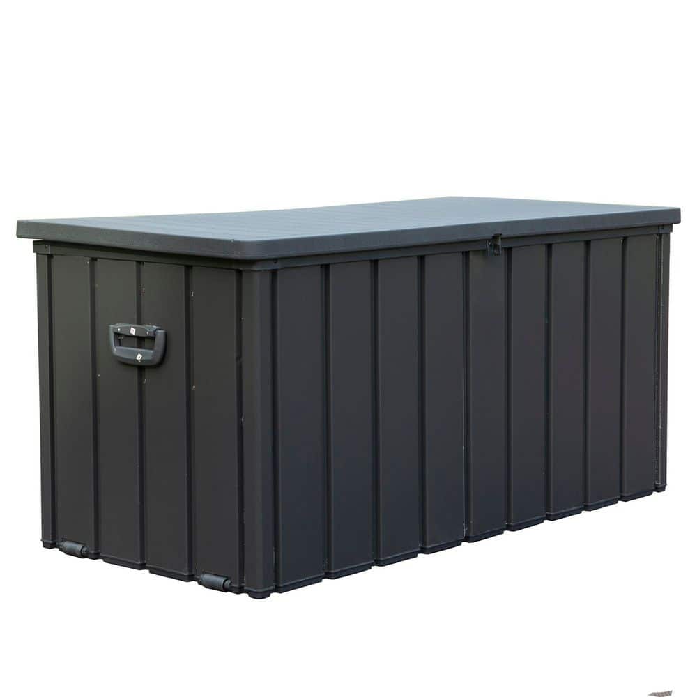 120 Gal. Outdoor Storage Lockable Deck Box Waterproof, Large Patio Storage Bin for Cushions, Garden Tools, Gray - Hercitys