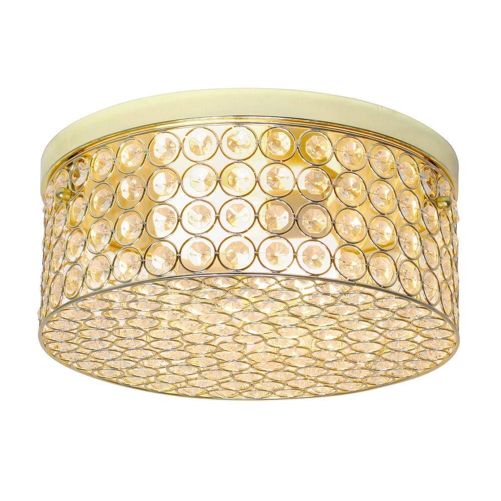12 in. 2-Light Gold Round Ceiling Flush Mount - Hercitys