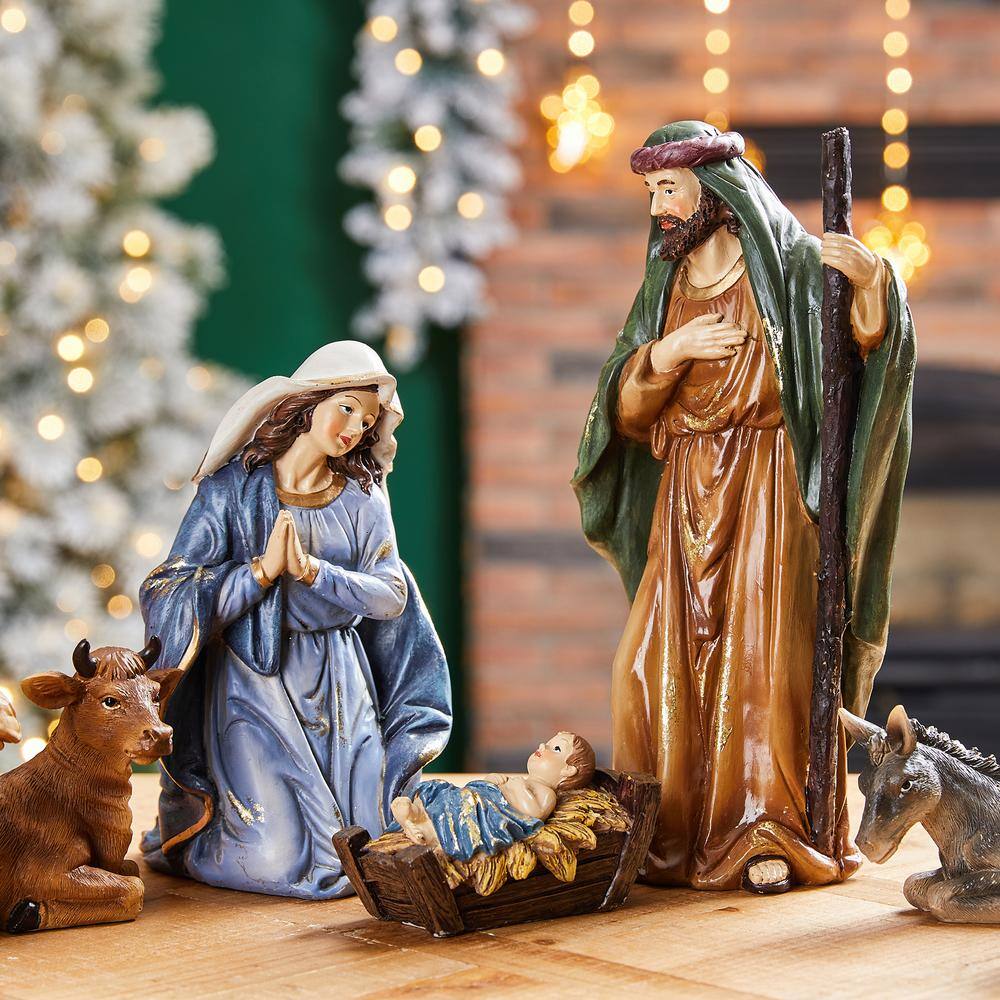 10 in. H Resin Nativity Figurine Set (12-Pieces) - Hercitys