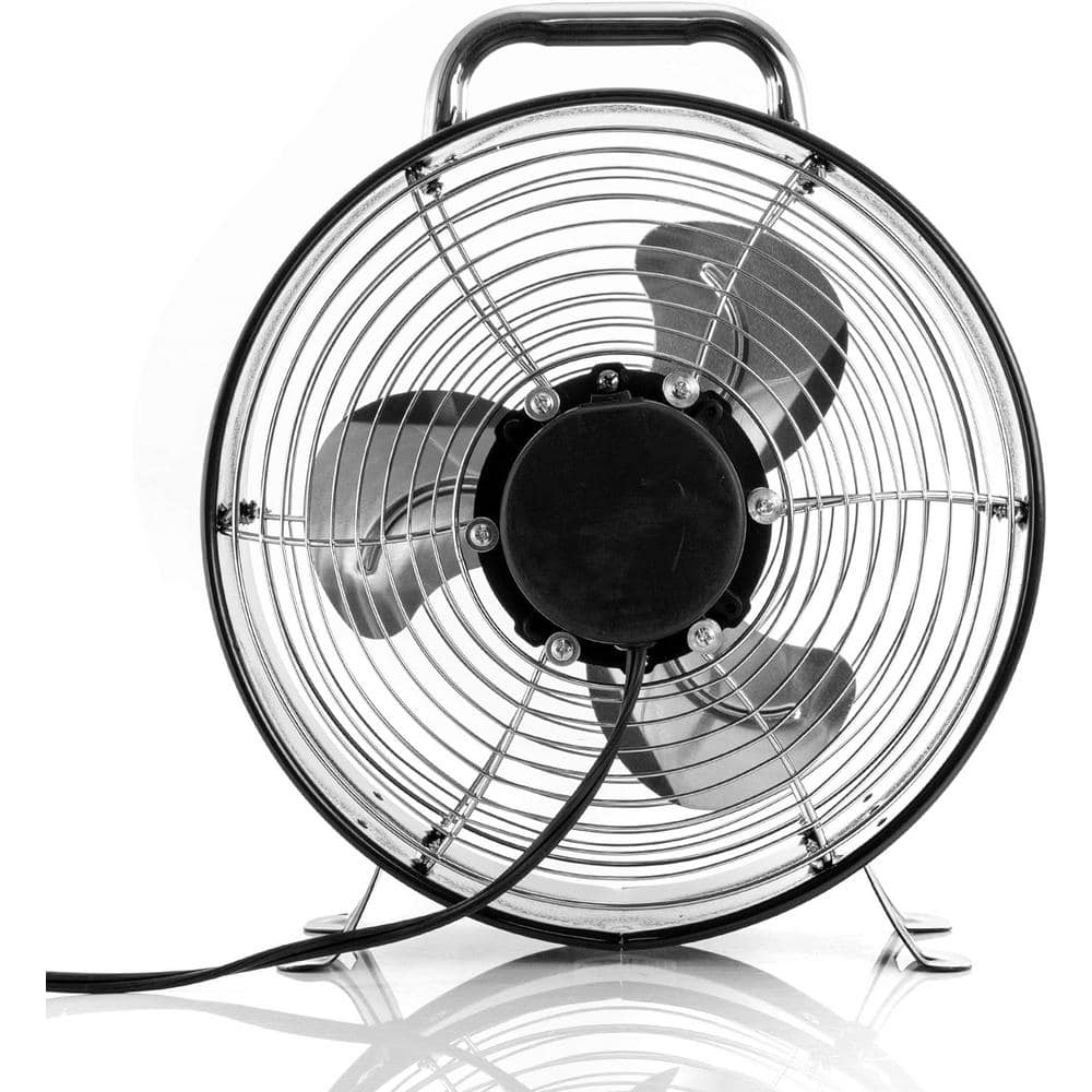 12 in. Dual-Speeds Drum Fan High Velocity Powerful and Quiet Dual Speed Retro Metal Drum Fan in Black Finish - Hercitys