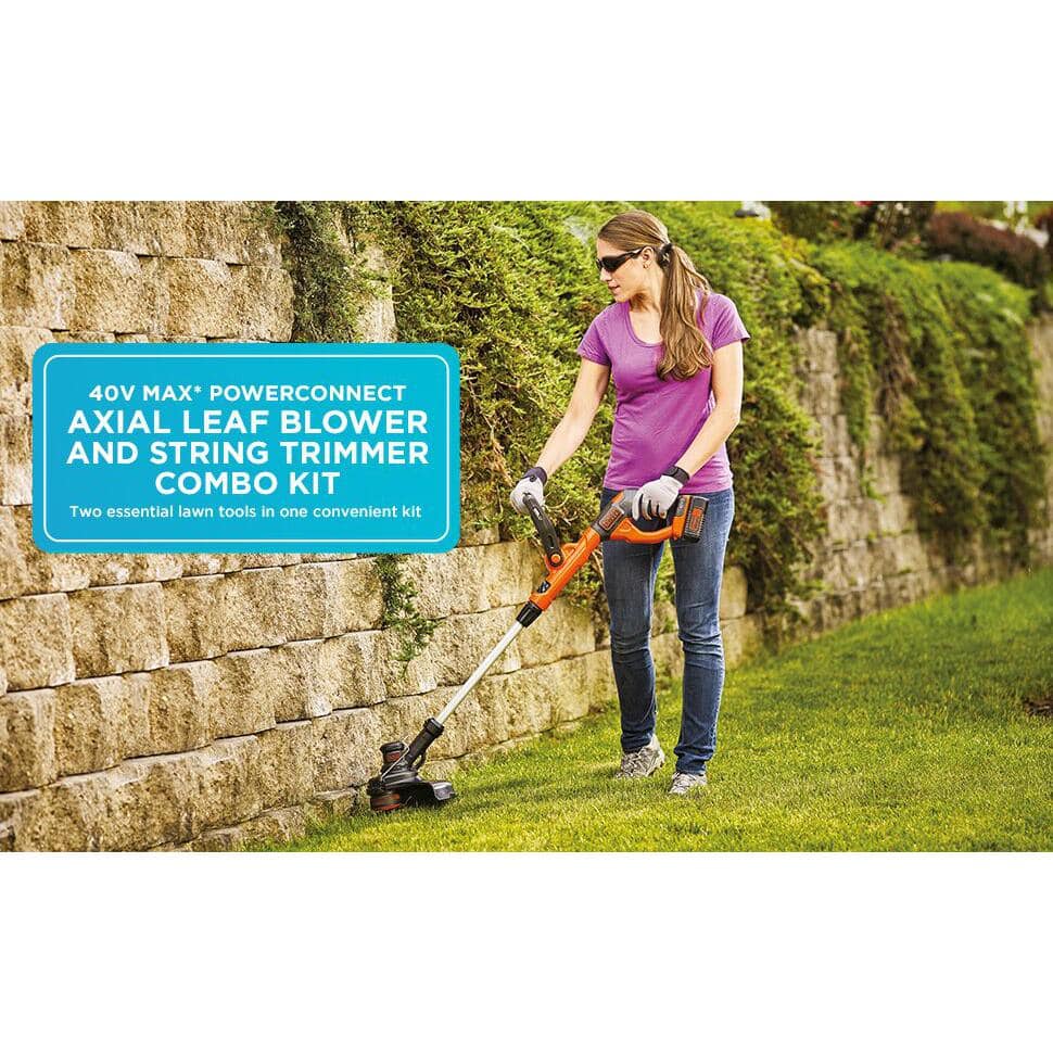 40V MAX Brushless Cordless Battery Powered String Trimmer (1) 2Ah Battery & Charger & Leaf Blower (Tool Only) - Hercitys