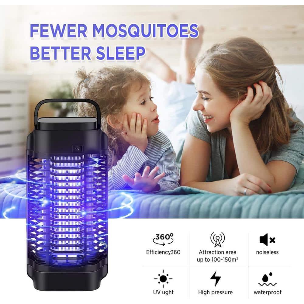 18-Watt Electronic Indoor/Outdoor Mosquito Repellent Electric Mosquito Zapper with Metal Mesh Insect Fly Trap, Black - Hercitys