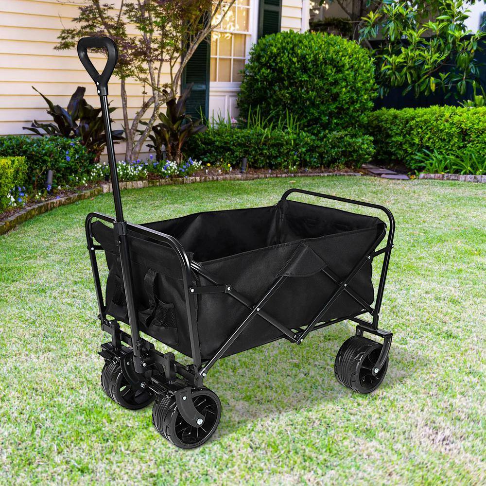 3 cu. ft. Metal Garden Cart Collapsible Folding in Black - Hercitys