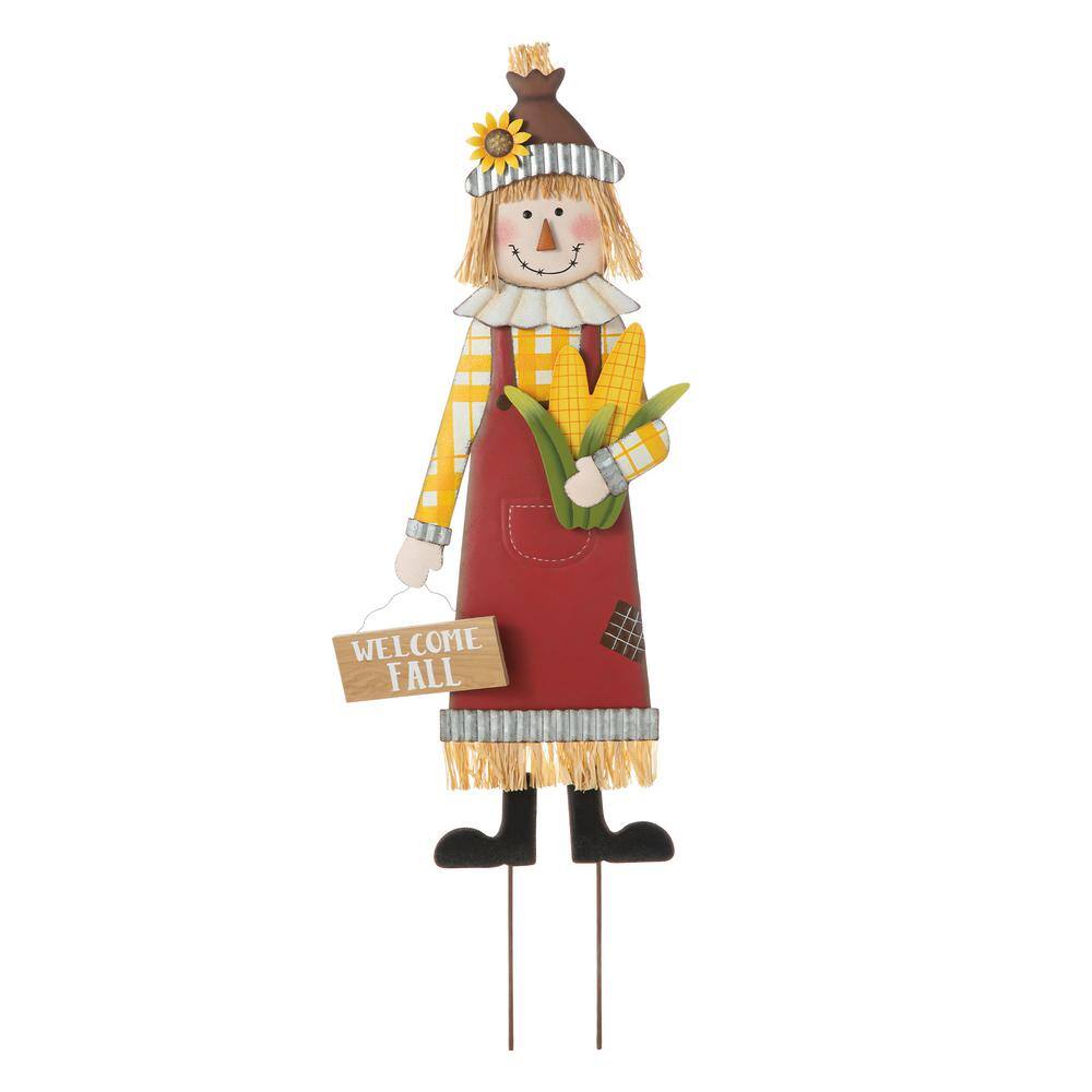 37.25 in. H Metal Scarecrow Yard Stake/Standing/Hanging Sign (Three Function) - Hercitys