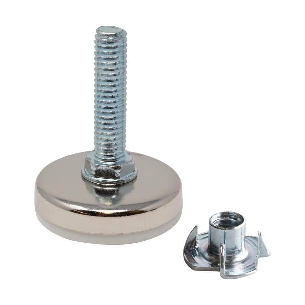 (50-Pack) Titan Nickel-White Hex Base 3/8-16 Thread x 1-1/2 in. L Stem Furniture Replacement Leveler with Insert - Hercitys