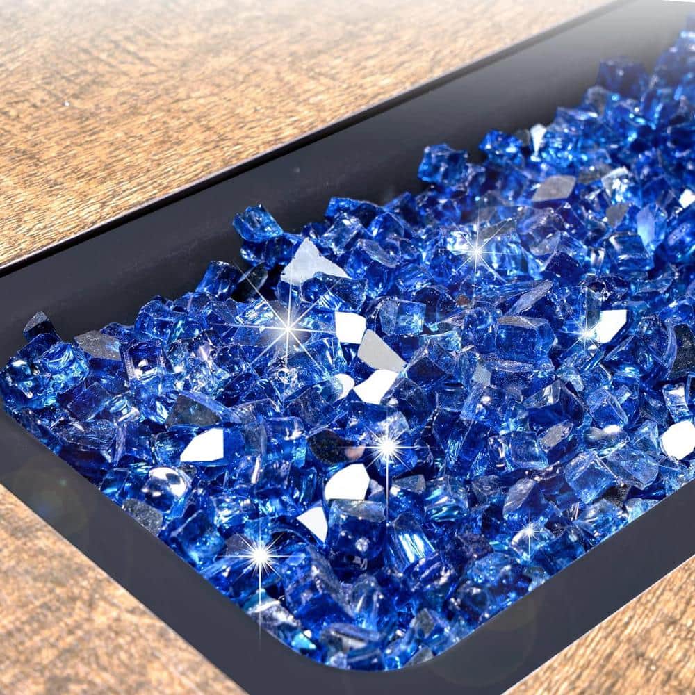 1/2 in. 10 lbs. Reflective Fireplace Glass Pellet Rocks Gas Fire Pit Kit for Fire Pit Table with No Melting, Cobalt Blue - Hercitys