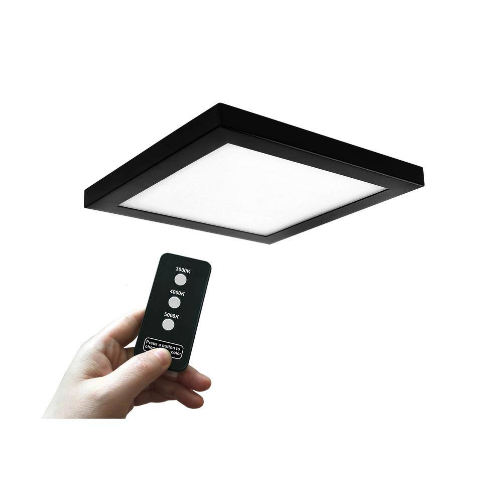10 in. Multi-Color Selectable LED Remote Flush Mount Platter Black - Hercitys