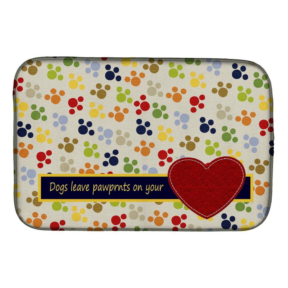 14 in. x 21 in. Multicolor Dogs Leave Pawprints On Your Heart Dish Drying Mat - Hercitys