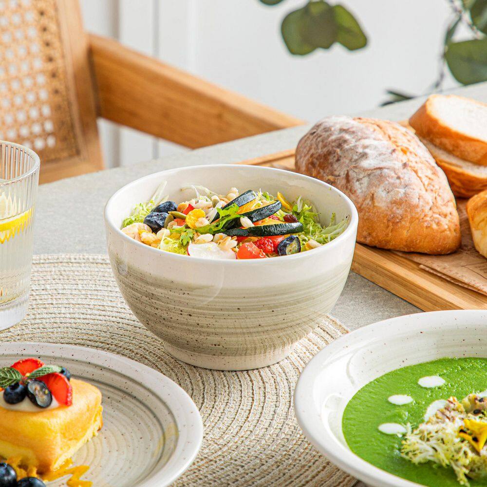 32-Piece Vintage Beige Porcelain Dinnerware Set Service for 8 - Hercitys