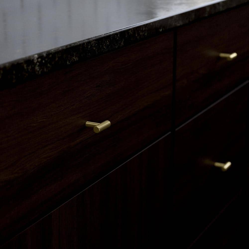 (30-Pack) Simple Round Bar 1-1/4 in. (32 mm) Modern Satin Gold T-Shaped Bar Cabinet Knobs - Hercitys