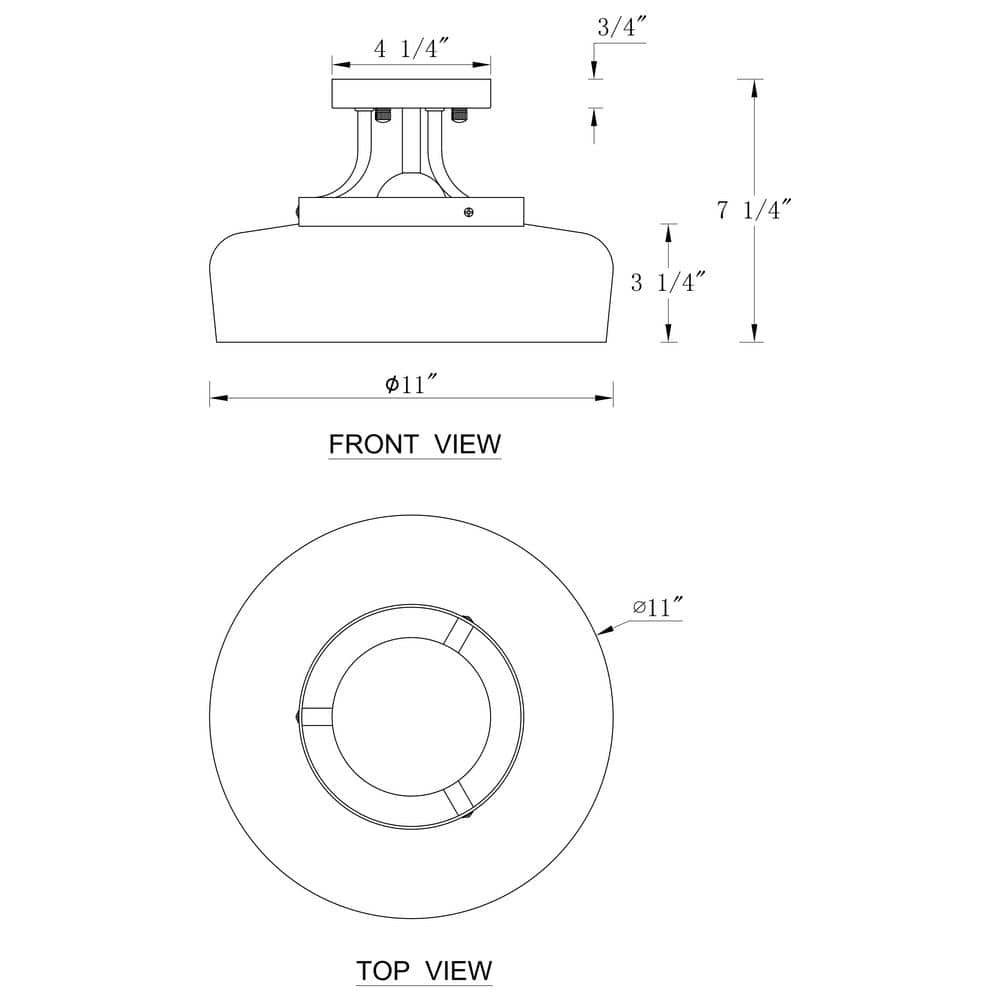 11 in. 3-Light Satin Nickel Transitional Semi-Flush Mount with Clear Glass Shade and No Bulbs Included - Hercitys