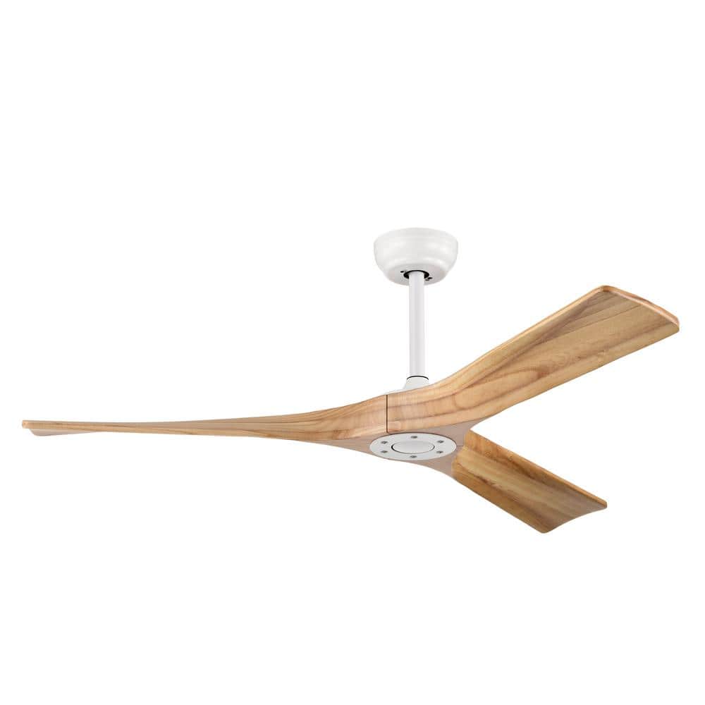 52 in. Farmhouse Indoor/Outdoor Matte White 6-Speeds Ceiling Fan with Solid Wood Blades and Remote Control - Hercitys