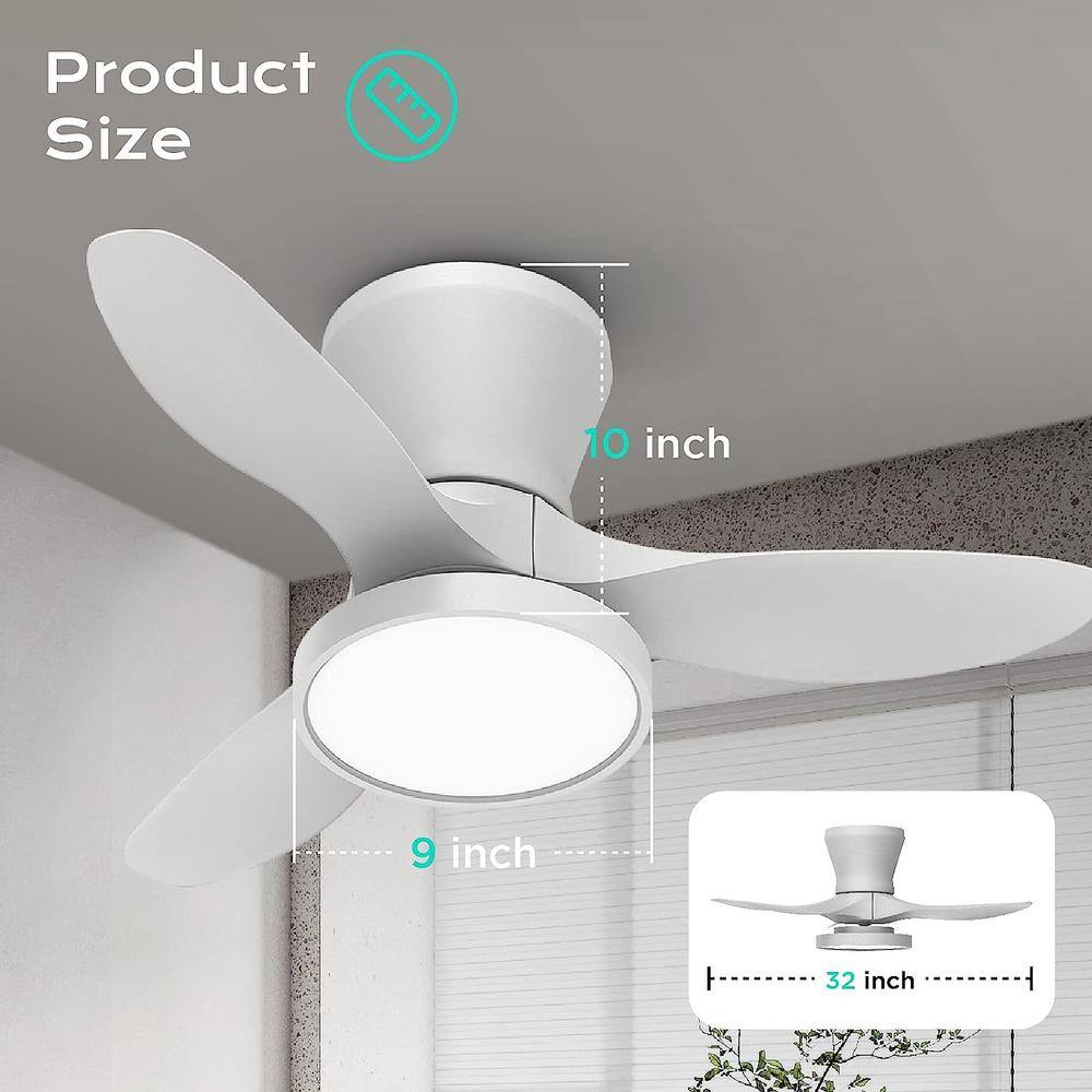 3-Pack 32 in. LED Indoor White Small Ceiling Fan with Light and Remote and Quiet Reversible DC Motor, 3 CCT Light Kit - Hercitys