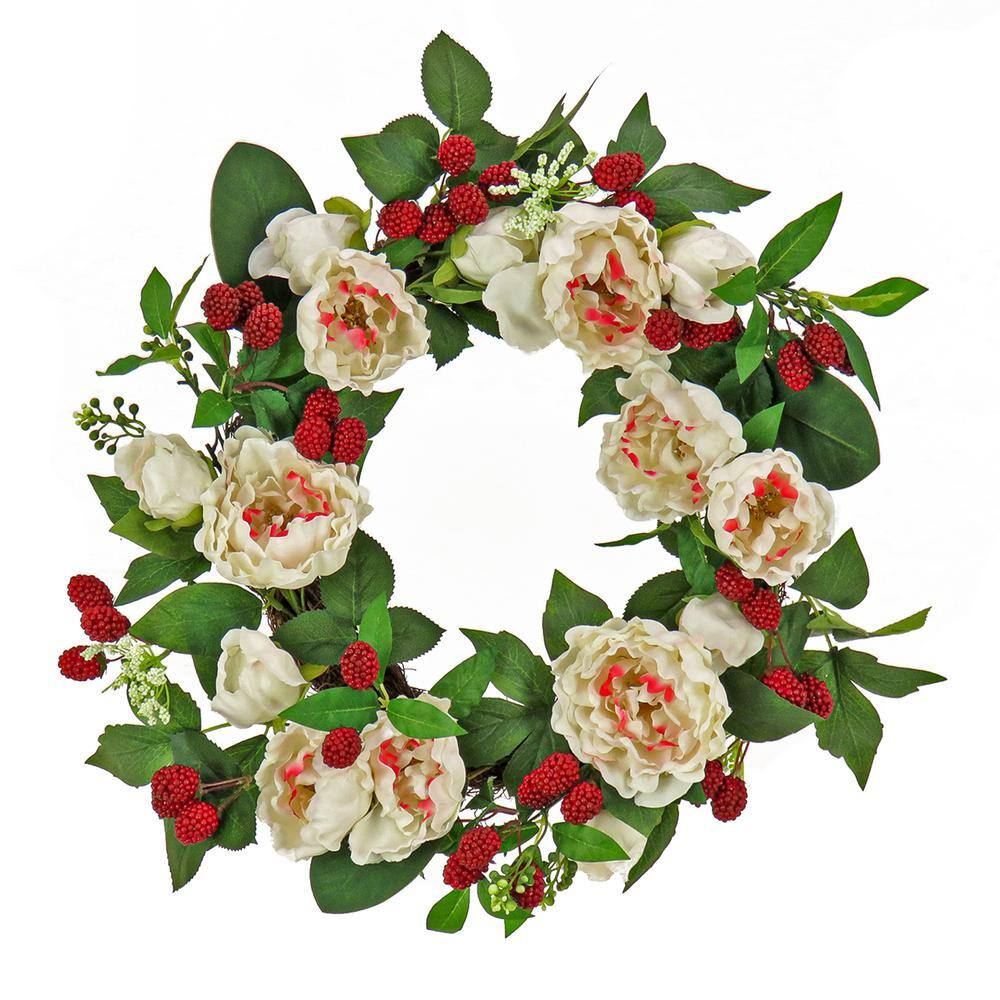 22 in. Peony and Raspberry Wreath - Hercitys