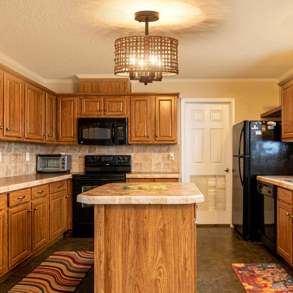 11.8 in. 4-Light Distressed White Farmhouse Drum Semi-Flush Mount Ceiling Light Fixture with Hand Woven Shade - Hercitys