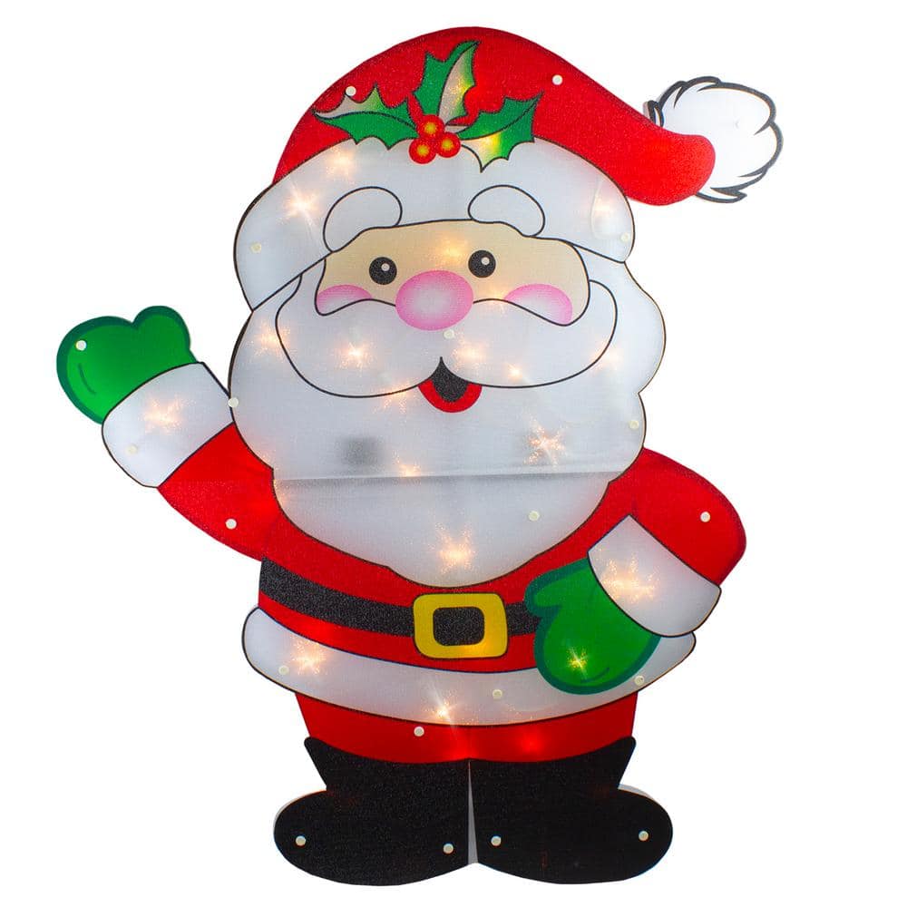 30 .5″ Lighted 2 Dimensional Santa Claus Christmas Outdoor Decoration - Hercitys