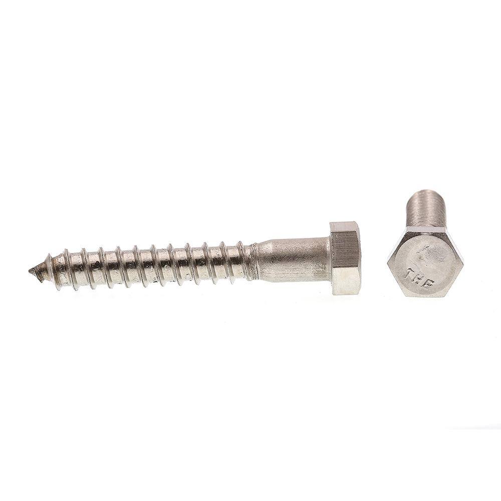3/8 in. x 2-1/2 in. Grade 18-8 Stainless Steel Hex Lag Screws (25-Pack) - Hercitys