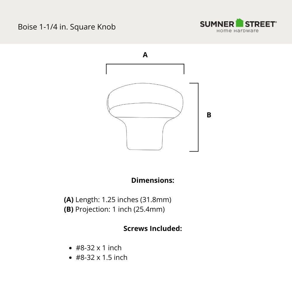 10-Pack Boise 1-1/4 in. (32 mm) Traditional Matte Black Square Cabinet Knob - Hercitys