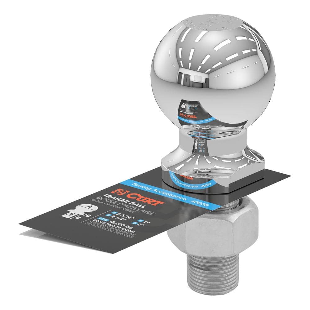 2-5/16″ Trailer Hitch Tow Ball (1″ x 2-1/4″ Shank, 12,000 lbs., Chrome) - Hercitys