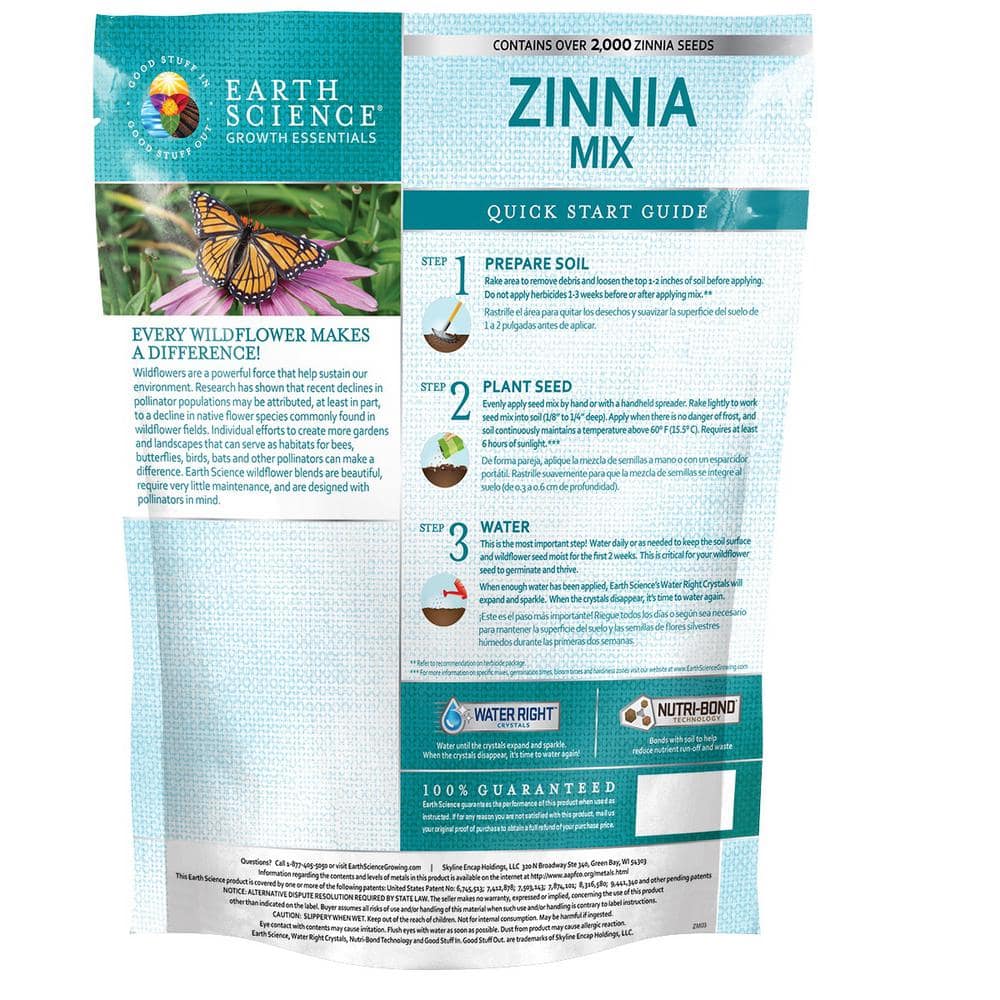 2 lbs. Zinnia All-In-One Wild Flower Mix with Seed, Plant Food and Soil Conditioners - Hercitys