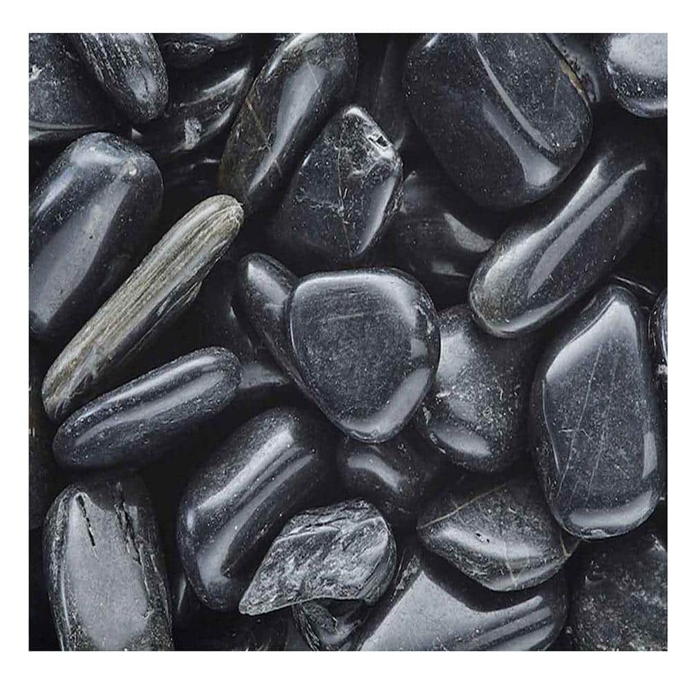 0.125 cu. ft. 1 in. – 2 in. 10 lbs. Black Polished Rock Pebbles for Planters, Gardens, Aquariums and More - Hercitys