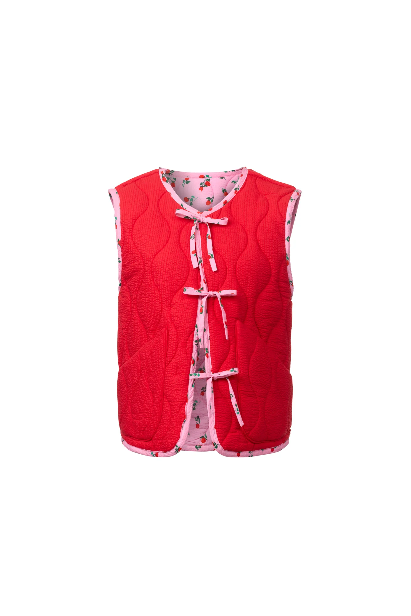 BOW-TIE REVERSIBLE QUILTED VEST - ROSES - Hercitys