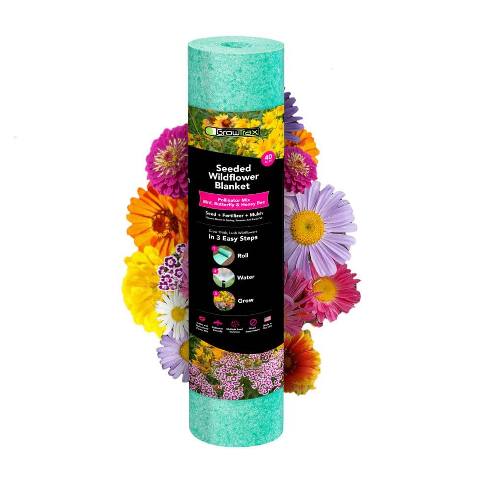 20 sq. ft. 3-in-1 Seeded Wildflower Blanket – Pollinator Mix - Hercitys