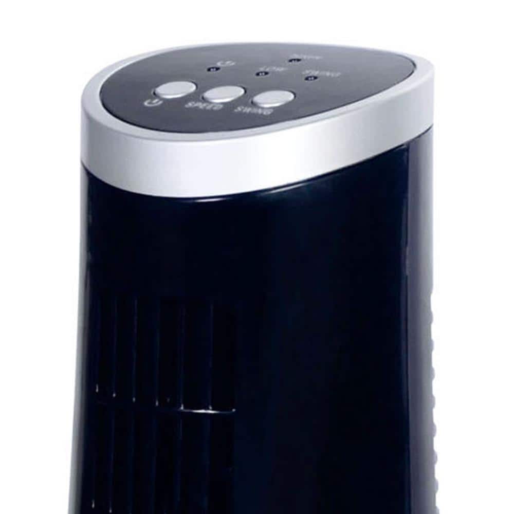 12 in. Desktop Black Ultraslim Oscillating Tower Fan - Hercitys
