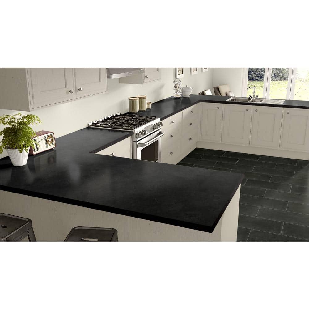 4 ft. x 8 ft. Laminate Sheet in Black Alicante with Premium Textured Gloss Finish - Hercitys