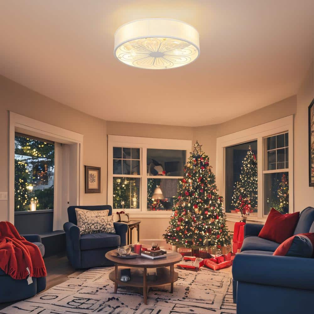 20 in. Smart Indoor White Low Profile Standard Flush Mount Ceiling Fan Light with Integrated LED with Remote for Bedroom - Hercitys