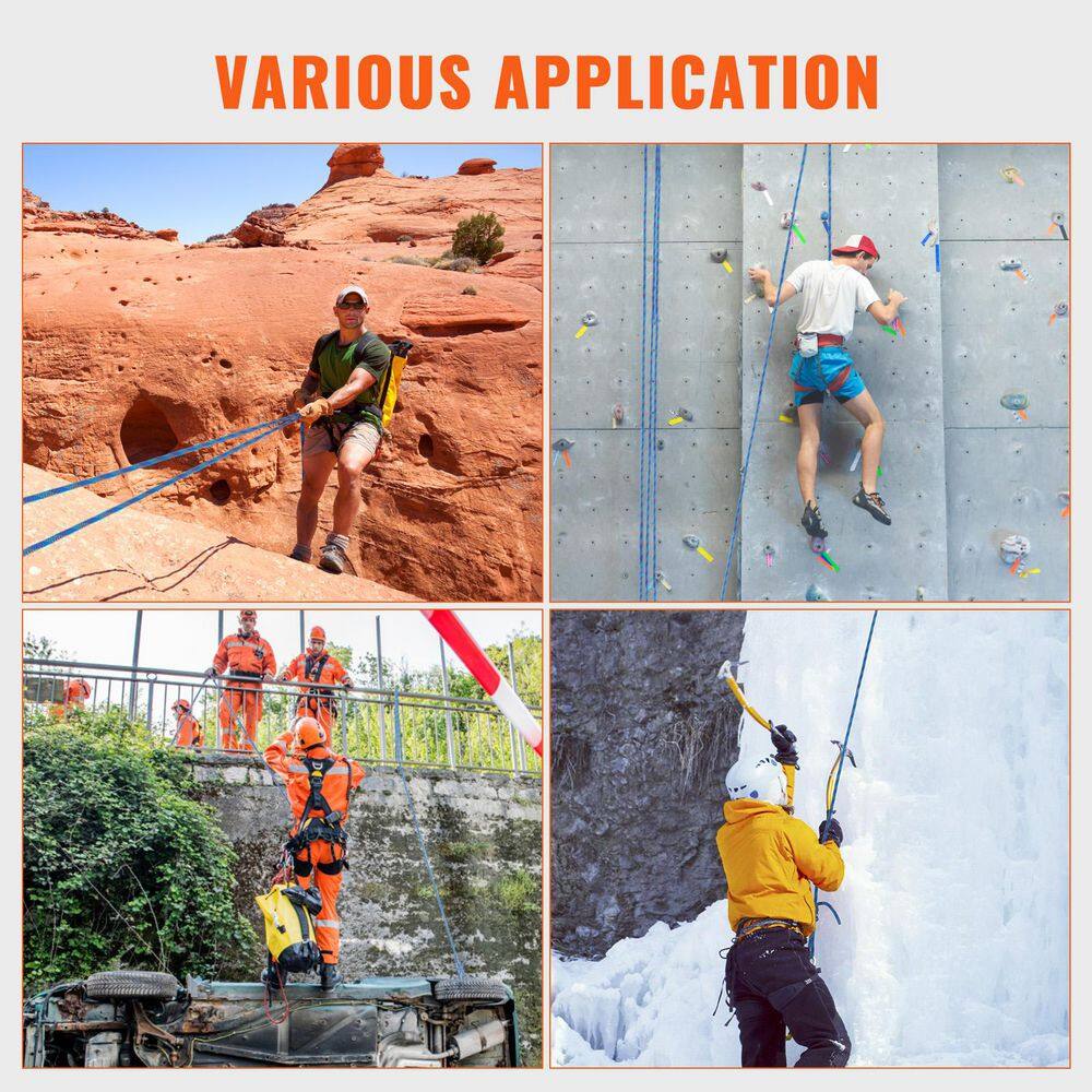 10. 2 mm Dynamic Climbing Rope 70 M/230 ft. Outdoor Rock Climbing Rope 25KN Breaking Tension Stretchable Fiber Rope Blue - Hercitys