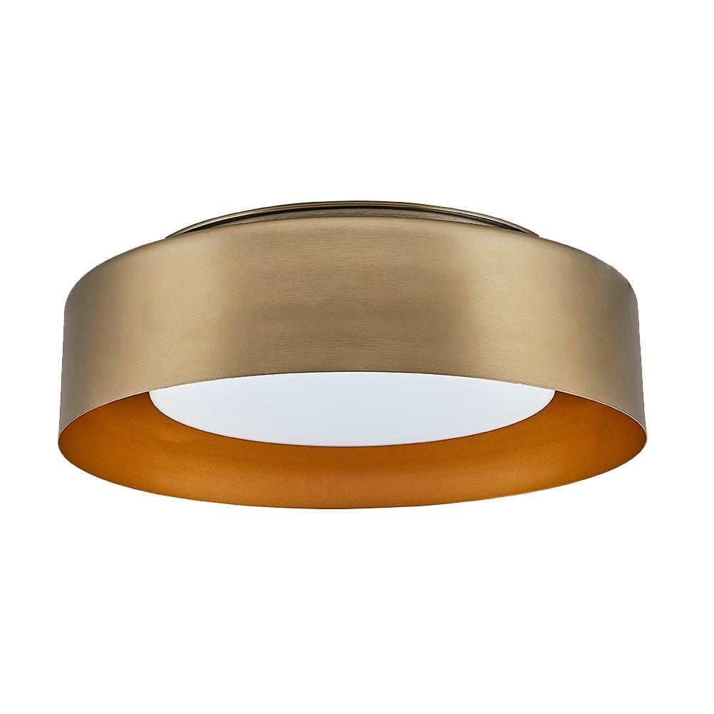 15.75 in. 3-Light Gold Flush Mount with Satin Opal Glass Shade and No Bulbs Included - Hercitys