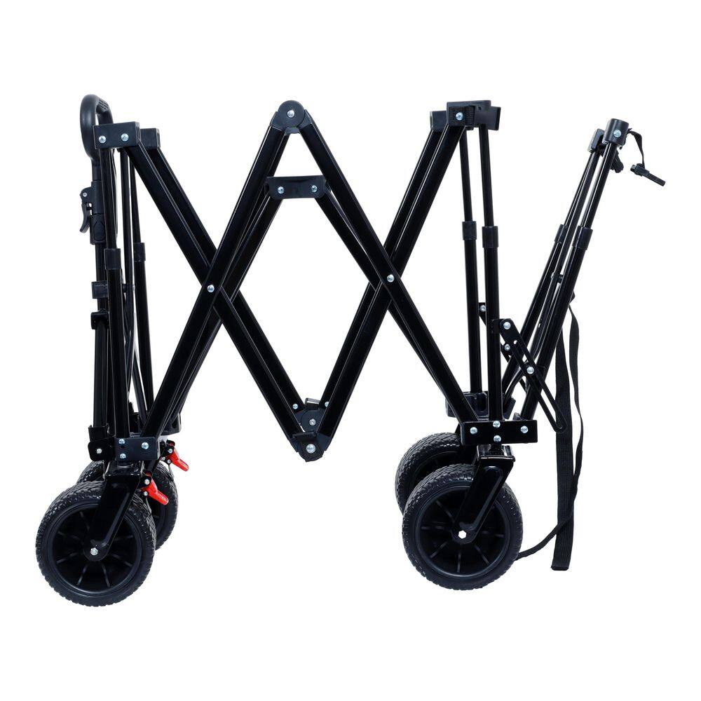 10 cu. ft. Steel Collapsible Folding Garden Cart Beach Wagon with Rain Covers, Waterproof Dustproof UV Resistant, Gray - Hercitys